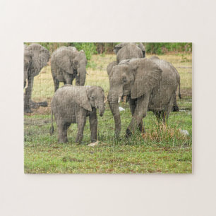 Elephant Mother and Baby Animal Jigsaw Puzzle