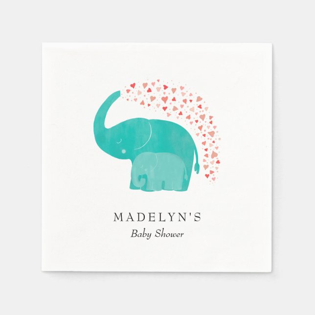 Elephant Mother and Calf Baby Shower Napkins (Front)