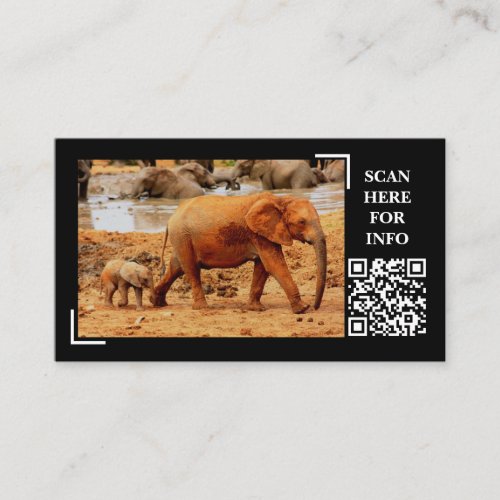 Elephant Mother  Calf Wildlife Photography Custom Business Card