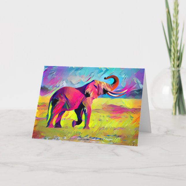 Elephant Mother Watercolor Card (Front)