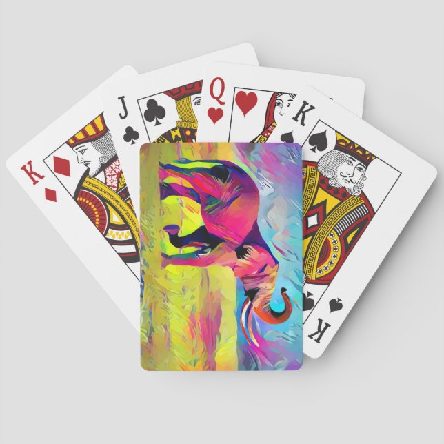 Elephant Mother Watercolor Poker Cards (Back)