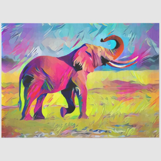 Elephant Mother Watercolor Tissue Paper (Front)