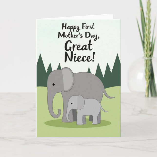 Elephant Mothers Day Illustration Card (Front)