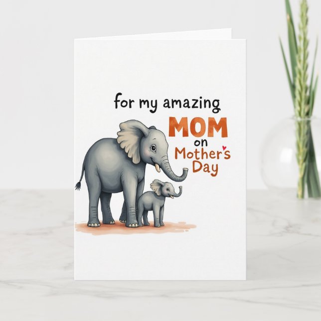 Elephant Mothers Day Love Art Card (Front)