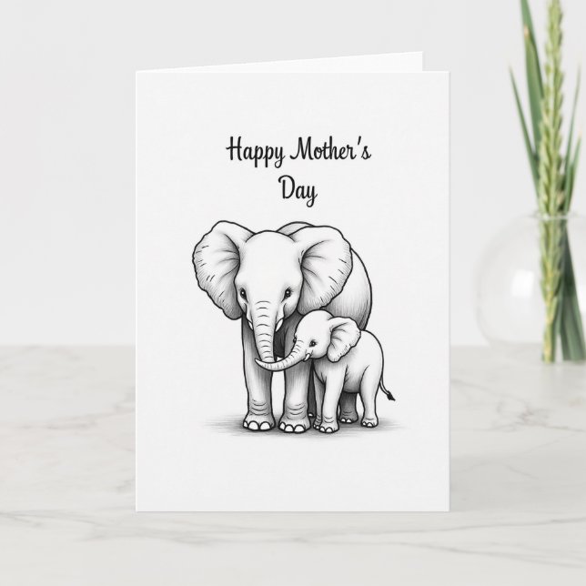 Elephant Mothers Day Sketch Card (Front)