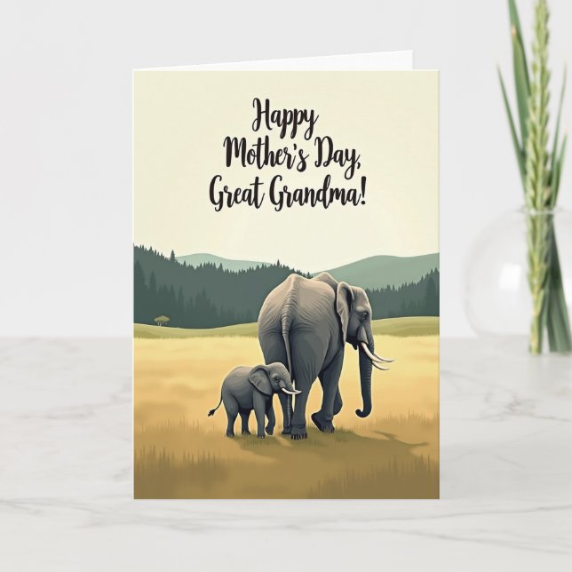 Elephant Mothers Day Tribute Card (Front)