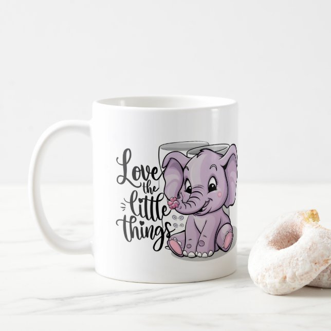 elephant mugs purple cute (With Donut)