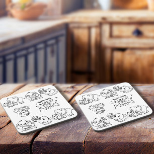 Elephant Mum & Me Mother's Day Beverage Coaster