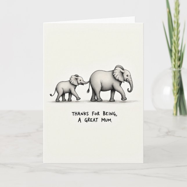 Elephant Mums Love Day Card (Front)