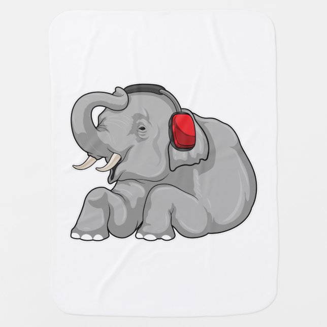 Elephant Music Headphone Baby Blanket (Front)