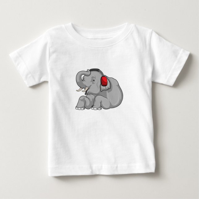 Elephant Music Headphone Baby T-Shirt (Front)