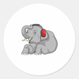 Elephant Music Headphone Classic Round Sticker
