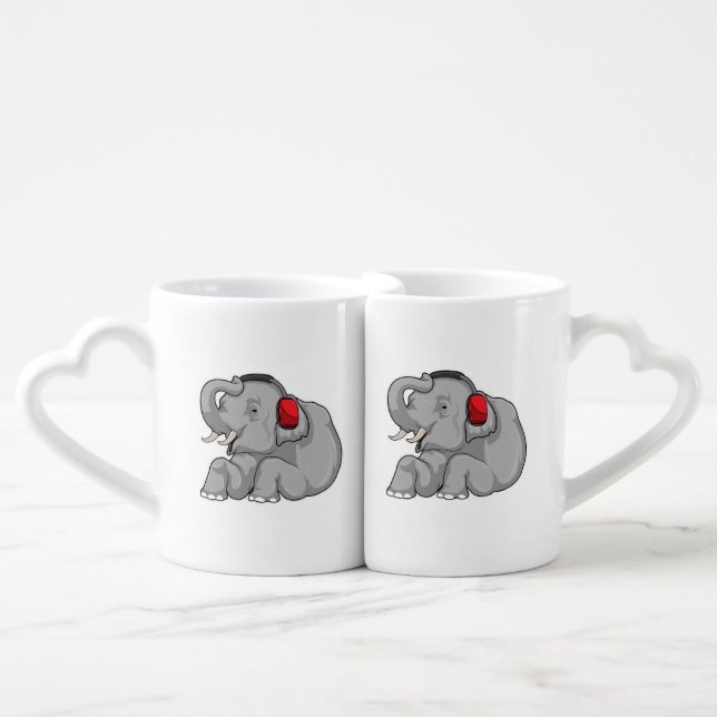 Elephant Music Headphone Coffee Mug Set (Front Nesting)