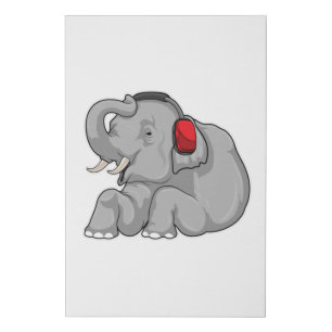 Elephant Music Headphone Faux Canvas Print