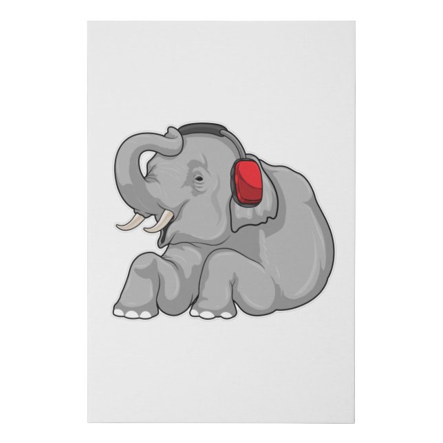 Elephant Music Headphone Faux Canvas Print (Front)