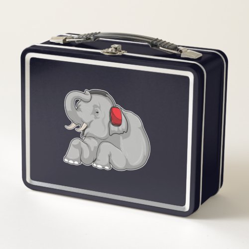 Elephant Music Headphone Metal Lunch Box