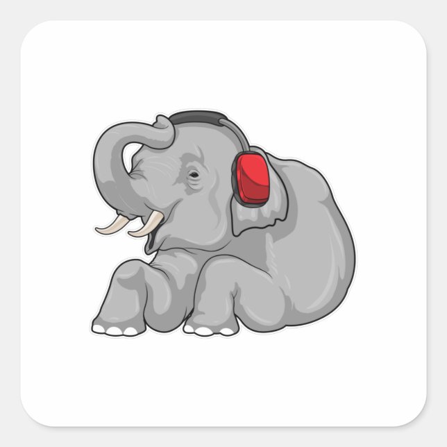 Elephant Music Headphone Square Sticker (Front)