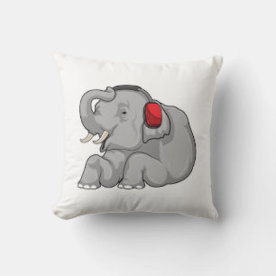 Elephant Music Headphone Throw Pillow