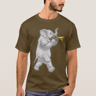Elephant Musician Trumpet Music T-Shirt
