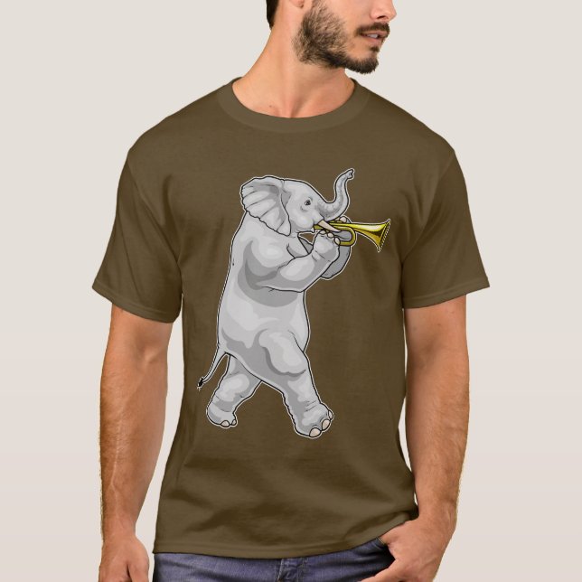 Elephant Musician Trumpet Music T-Shirt (Front)