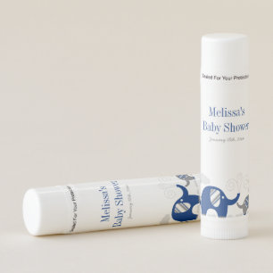 Elephant Navy Blue Gray Baby Shower Favors Lip Balm