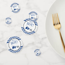 Elephant Navy Blue Gray Boy Baby Shower Confetti