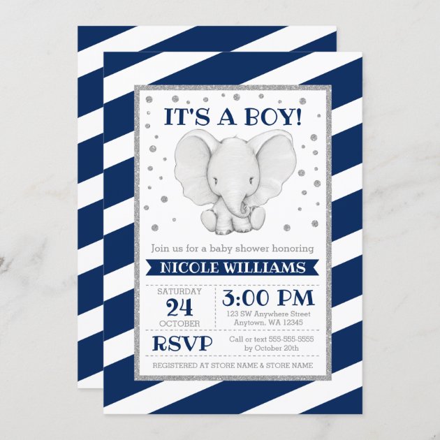 Navy blue elephant baby hot sale shower