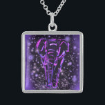 Elephant Necklace Purple Pink Starry Night<br><div class="desc">Neon Purple Pink Elephant Walking At Starry Night Magic Animal Drawing - Choose / Add Your Unique Text / Color - Make Your Special Gift - Resize and move or remove and add elements / image with customization tool ! - Drawing and Design by MIGNED. You can also transfer my...</div>