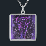 Elephant Necklace Purple Pink Starry Night<br><div class="desc">Neon Purple Pink Elephant Walking At Starry Night Magic Animal Drawing - Choose / Add Your Unique Text / Color - Make Your Special Gift - Resize and move or remove and add elements / image with customization tool ! - Drawing and Design by MIGNED. You can also transfer my...</div>