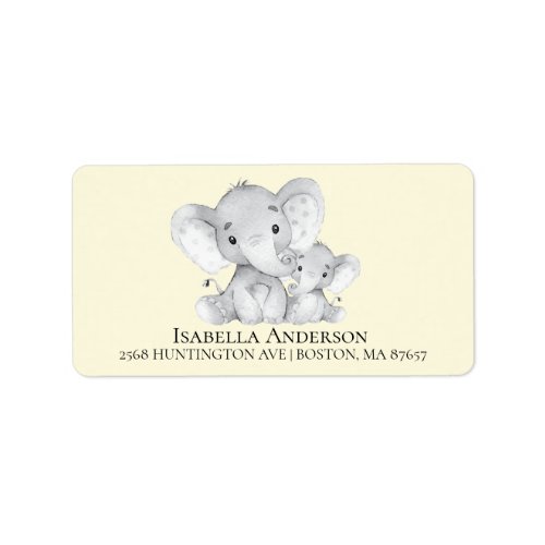 Elephant Neutral Baby Shower Address Label