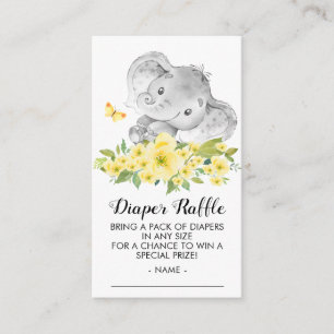 Elephant Neutral Baby Shower Diaper Raffle Ticket Enclosure Card
