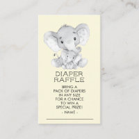 Elephant Neutral Baby Shower Diaper Raffle Ticket Enclosure Card