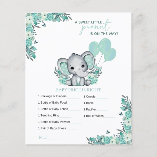 Elephant Neutral Baby Shower Game (Front)