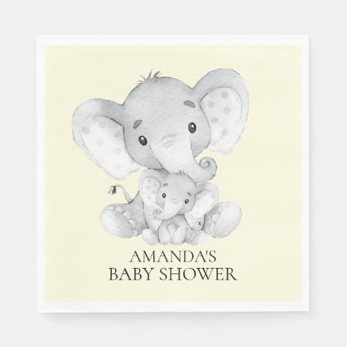 Elephant Neutral Baby Shower Paper Napkins