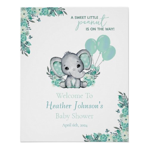 Elephant Neutral Baby Shower Poster