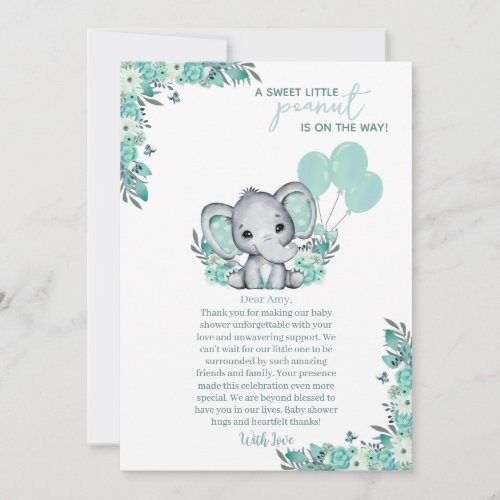 Elephant Neutral Baby Shower Thank You Card
