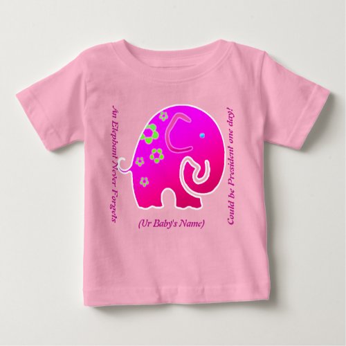 Elephant Never Forgets Personalized Onsie Baby T_Shirt
