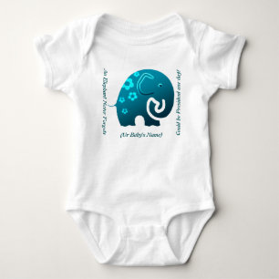 Elephant Never Forgets (Teal Personalized Onsie) Baby Bodysuit