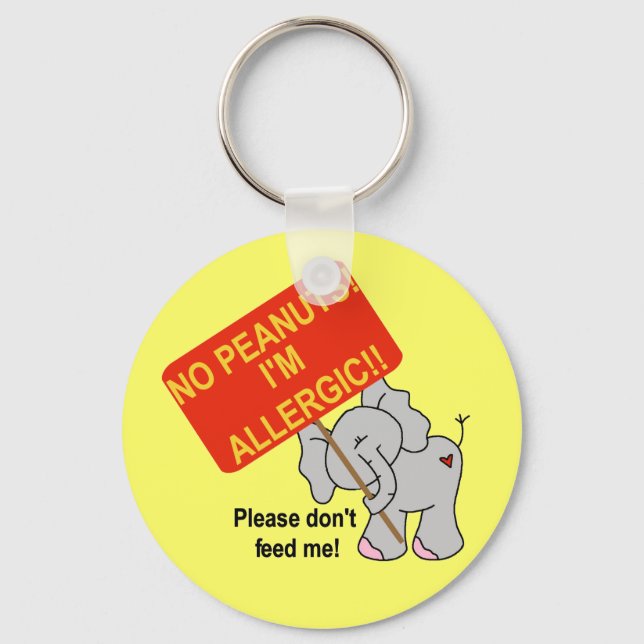 Elephant No Peanuts I'm Allergic Keychain (Front)