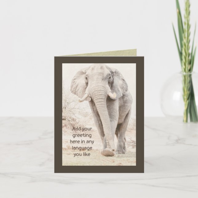 Elephant Note Card--Blank and Customizable Card (Front)