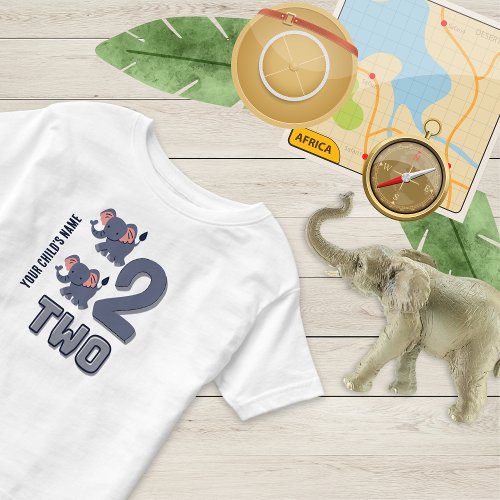 Elephant Number Two Cute Personalized  Toddler T_shirt