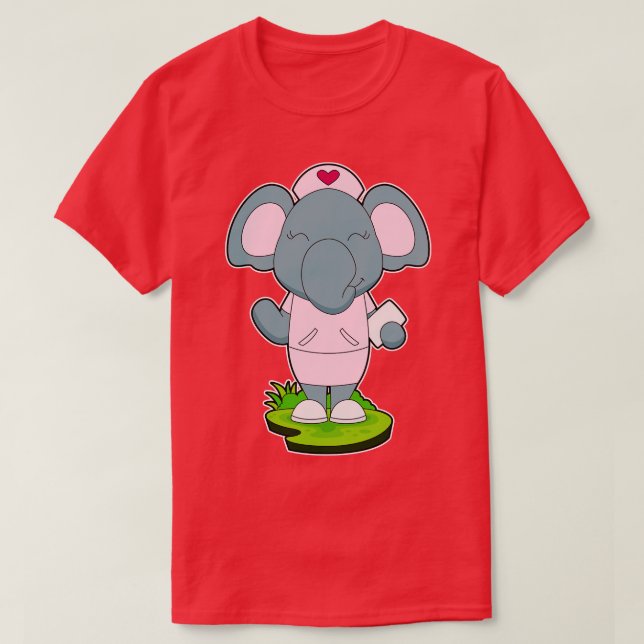 Elephant Nurse Note  T-Shirt (Design Front)