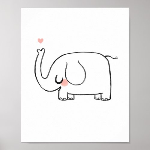 Elephant nursery cute wall art heart