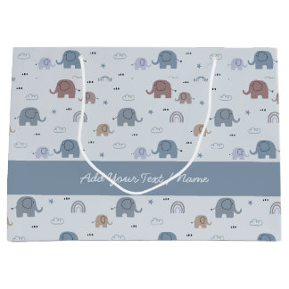 Elephant Nursery Pattern Large Custom Gift Bag