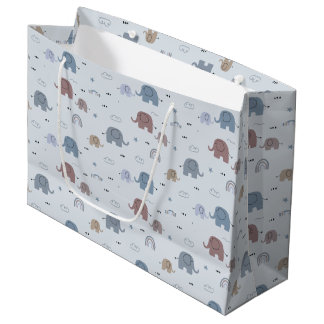Elephant Nursery Pattern Large Gift Bag