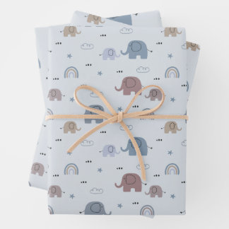 Elephant Nursery Pattern Wrapping Paper Sheets