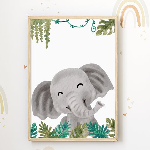 Elephant Nursery Poster Animal Kids Room Print