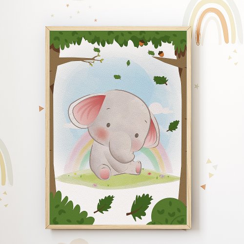 Elephant Nursery Print Animal Kids Room Poster