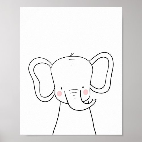 Elephant Nursery Print Black white modern Safari