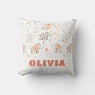 Elephant Nursery Room Cute Pattern Throw Pillow